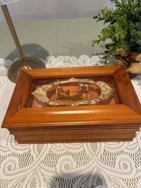 Vintage Wood Decorative Jewelry Box in Warm Brown L 9 W 5.5 H 3 inch